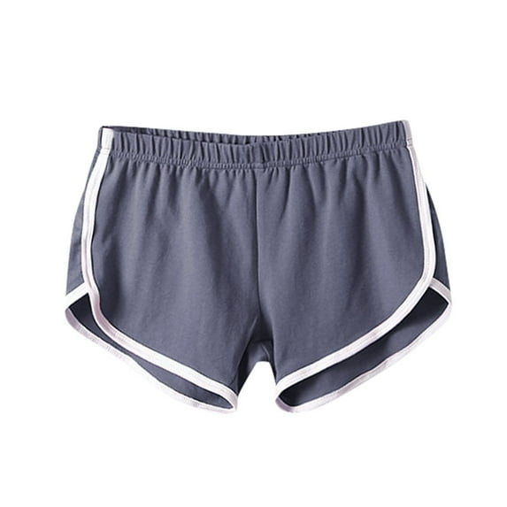 Midsumdr Gym Shorts Women 2025 Summer High Waisted Solid Color Sweat Shorts Comfortable Elastic Fitness Lounge Shorts with Pockets