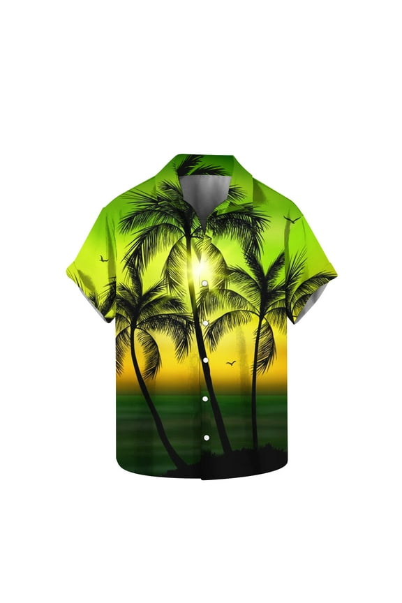 Hawaiian Shirt for Men 2025 Summer Fashion Floral Printed Turndown Collar Short Sleeve Shirts Lightweight Cool Loose Plus Size Hawaiian Shirt