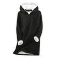 thumbnail image 1 of Midsumdr Hoodies for Women Fleece Lined Crewneck Solid Color Hooded Sweatshirt Long Sleeve Casual Pullovers Sweatshirt Fall and Winter Casual Warm Hoodies, 1 of 4