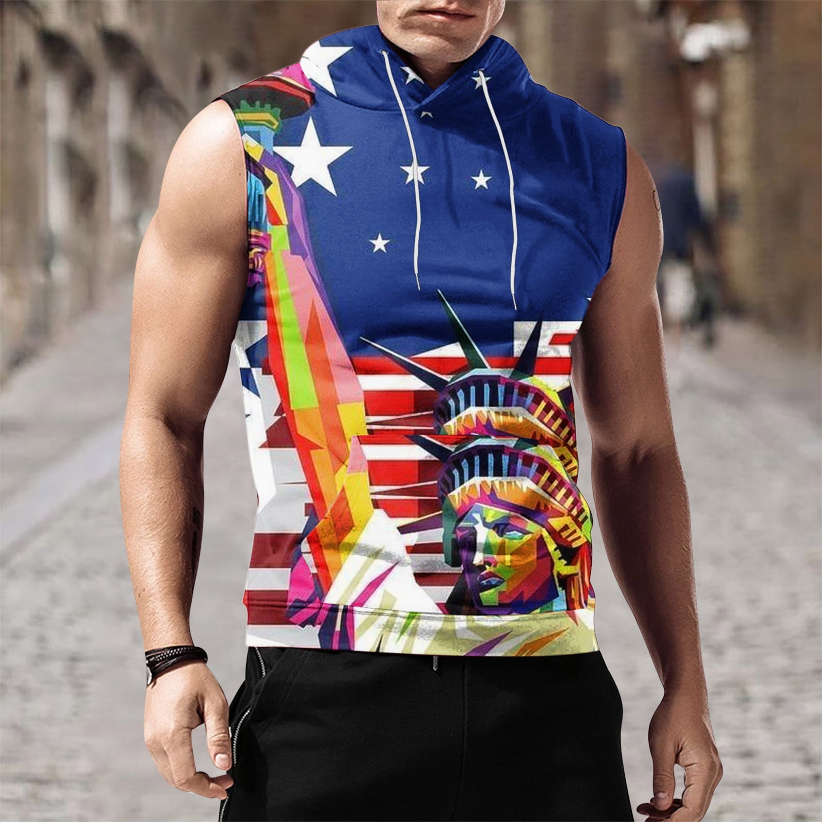 Midsumdr Independence Day Vest for Men Workout American Flag