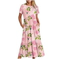 thumbnail image 1 of Midsumdr Maxi Dress for Women New Fashionable Short Sleeve Round-Neck Boho Maxi Dress Loose Plus Size Floral Printed Temperament Summer Dress, 1 of 4