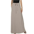 thumbnail image 1 of Midsumdr Maxi Skirts for Women 2025 Fashion Solid Color Drawsting Elastic Waist Skirt Casual Loose Plus Size A-Line Temperament Long Skirts, 1 of 7