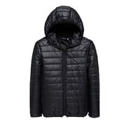 Midsumdr Mens Down Jacket Winter Fashion Solid Color Casual Thicken Puffer Jacket Hooded Zipper Youthful Vitality Cotton-padded Jacket