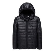 Midsumdr Mens Down Jacket Winter Fashion Solid Color Casual Thicken Puffer Jacket Hooded Zipper Youthful Vitality Cotton-padded Jacket