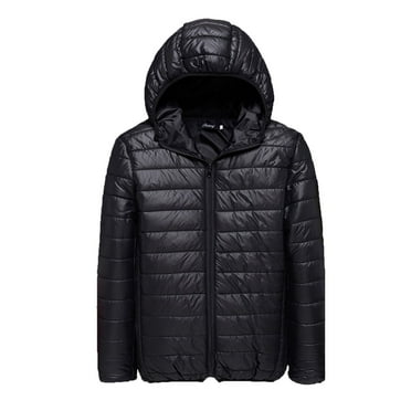 Midsumdr Mens Down Jacket Winter Fashion Solid Color Casual Thicken Puffer Jacket Hooded Zipper Youthful Vitality Cotton-padded Jacket