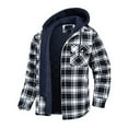 thumbnail image 1 of Midsumdr Mens Flannel Shirt Jacket with Quilted Lined Long Sleeve Plaid Coat Winter Button Down Hooded Thick Outwear Winter with Pockets on Clearance, 1 of 5