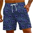 thumbnail image 1 of Midsumdr Mens Shorts 2025 Valentine's Day Love Heart Printed Drawstring Beach Shorts Casual Loose Plus Size Shorts wit Pockets, 1 of 1