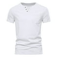 thumbnail image 1 of Midsumdr Mens T-shirts Solid Color V Neck Short Sleeve Tops Summer Casual Slim Sports Stretchy Pleated T-shirt with Front Pockets, 1 of 3