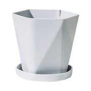 Midsumdr Nordic Thickened Unique Decorative Planting Pots Plastic Flower Plant Pots with Drainage Holes and Saucers, Large White Planters for Indoor and Outdoor