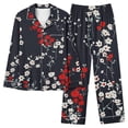 thumbnail image 1 of Midsumdr Pajamas for Women Set 2025 Fashion Floral Printed Turndown Collar Long Sleeve Tops and Wide Leg Pants Loose Plus Size Pajama Sets for Women 2 Piece, 1 of 4