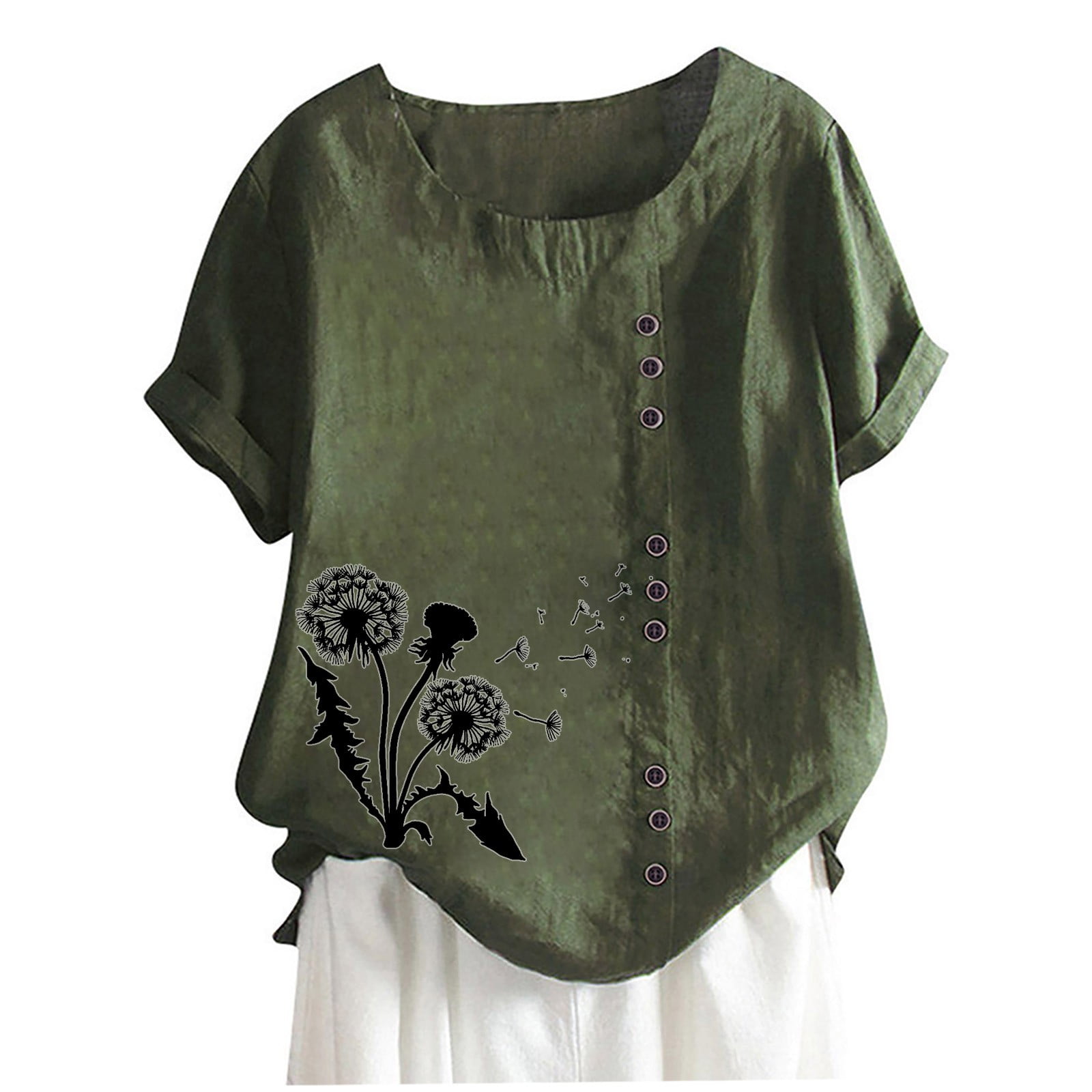 Women's 3/4 Sleeve Peplum Top - Boho Floral Print Loose Blouse For Summer, Casual & Office Wear