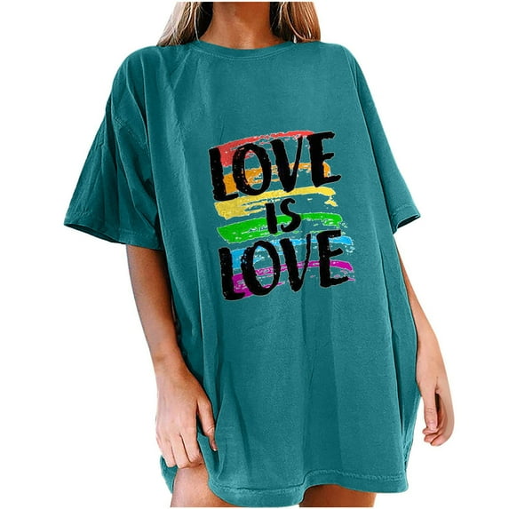 Midsumdr Pride Shirt Best Gift for Your Lover,Fashion Womens Heart Shape Rainbow Print Short Sleeves T-Shirt LGBT Equality Tees Summer Valentine's Day Casual Short Sleeve Tops
