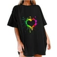 thumbnail image 1 of Midsumdr Pride Shirt Best Gift for Your Lover,Fashion Womens Heart Shape Rainbow Print Short Sleeves T-Shirt LGBT Equality Tees Summer Valentine's Day Casual Short Sleeve Tops, 1 of 7