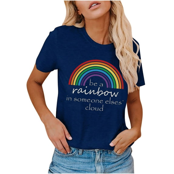 Midsumdr Pride Shirt Cute love Graphic Rainbow Print Crewneck Short Sleeve Regular Fit Casual Tee T-Shirts Summer Tops LGBT Equality Tees Gay Pride Stuff