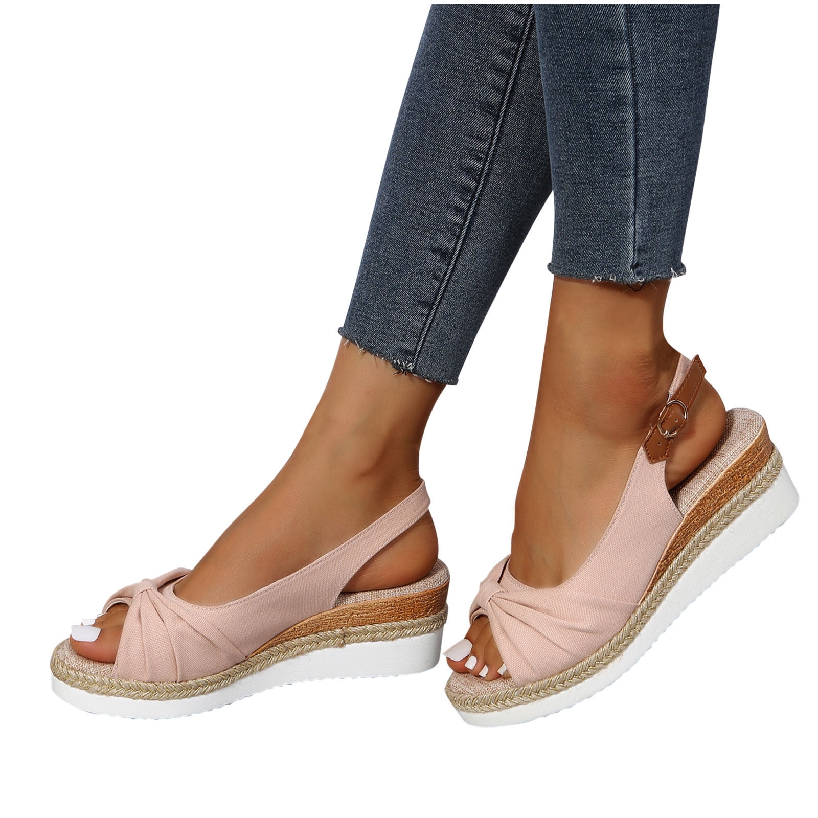 Women's Canvas Espadrille Wedges Closed Toe Slingback With - Main Image