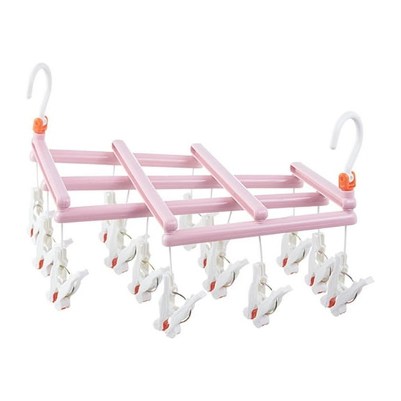 Midsumdr Shower Door Hooks Folding Multi-head Drying Rack Socks Clip Windproof Multifunctional Telescopic Drying Rack Towel Hooks Shower Hooks For Towels