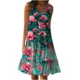 thumbnail image 1 of Midsumdr Sundresses for Women 2025 Summer Fashion Boho Floral Printed Loose Plus Size Dresses Holiday Round Neck Sleeveless Elastic Waist Swing Beach Dresses, 1 of 5