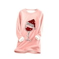 thumbnail image 1 of Midsumdr Sweatshirt for Women Winter Thick Fleece Sweatshirt Christmas Printed Velvet Warm Long Sleeve Round Neck Pullover Sweatshirt on Clearance, 1 of 3