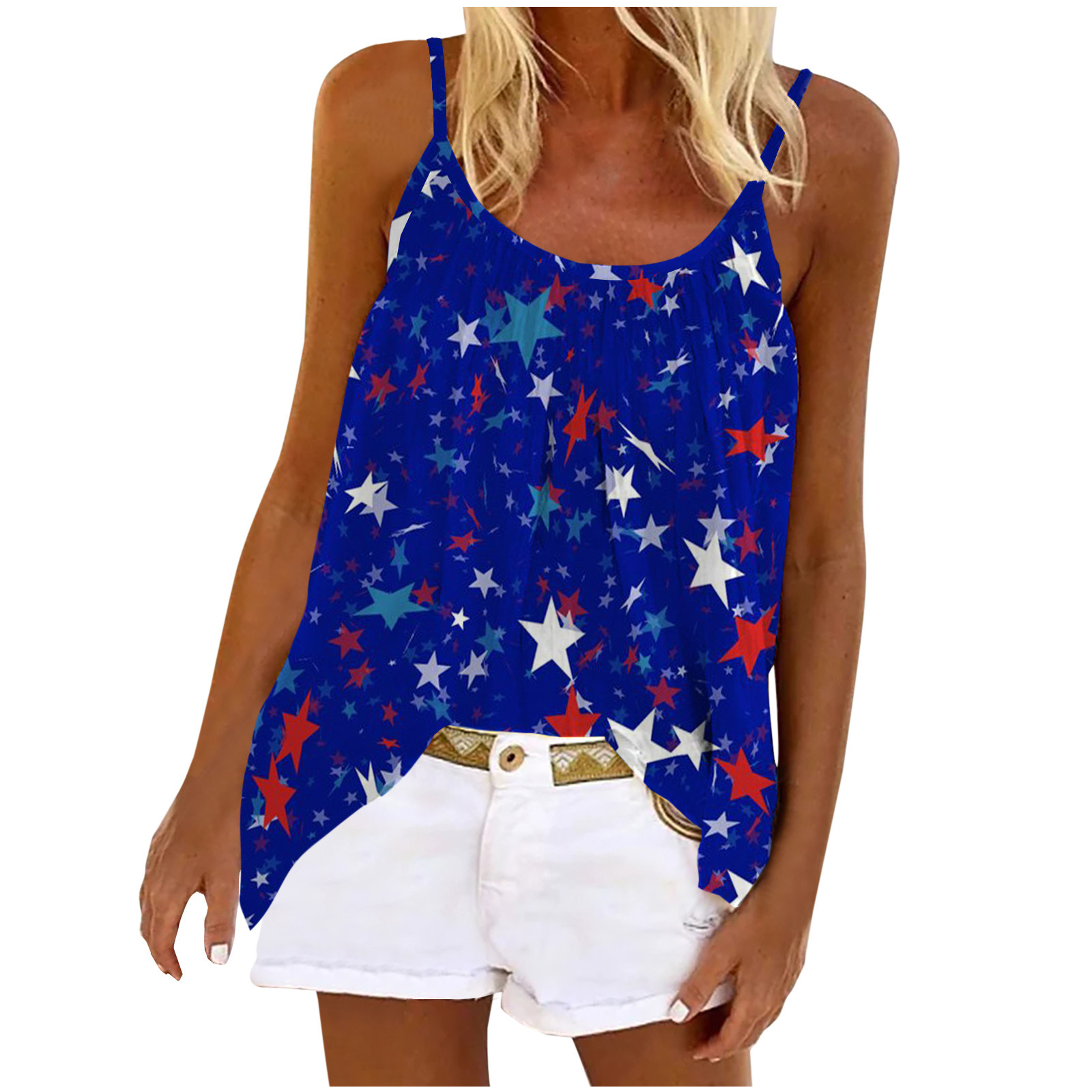 Midsumdr Tank Top for Women 4th of July Printed Summer Shirts Round ...