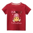 thumbnail image 1 of Midsumdr Toddler Kids Boys Girls Tops Fashion Cute Solid Color Round Neck Valentine's Day Tops Love Heart Printed Short Sleeve Tops, 1 of 3