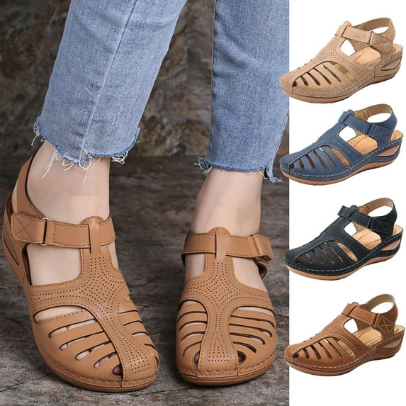 Midsumdr Women's Classic Genuine Leather Casual Loafer Cute Slip-On Fashion Closed Toe Flat Sandal Soft Leather Shoes for Women