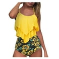 thumbnail image 1 of Midsumdr Womens Bathing Suits Ruffle Sunflower Print Tankini Swimsuit High Waisted Bottom Plus Size Swimwear, 1 of 7