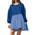 thumbnail image 1 of Midsumdr Womens Fall Dresses 2025 Fashion Casual Patchwork Color Plus Size Sweatshirt Dress Long Sleeve Round-Neck Flowy Mini Dresses on Clearance, 1 of 6