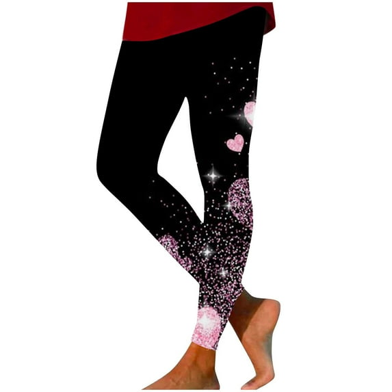 Midsumdr Womens Leggings 2025 Valentine's Day Love Heart Printed Tight Yoga Pants Inside and Outside Sprots Slim High Waist Stretch Workout Leggings Yoga Pants