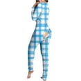 thumbnail image 1 of Midsumdr Womens Pajamas Fall Casual Onesie Pajamas Plaid Printed Butt Buttoned Flap Adults Jumpsuit Soft Long Sleeve V Neck Rompe Sleepwear,S-3XL, 1 of 7