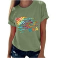 thumbnail image 1 of Midsumdr Womens Shirts Solid Color Short Sleeve Tops Independence Day Flag Print Round Neck Blouse Tees, 1 of 7