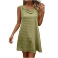 thumbnail image 1 of Midsumdr Womens Summer Dress Irregular V Neck Slim Fit A-Line Dress Solid Color Versatile Sleeveless Temperament Swing Midi Dress, 1 of 6