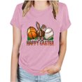 thumbnail image 1 of Midsumdr Womens Tops 2025 Summer Fashion Round Neck Short Sleeve T-shirt Casual Loose Plus Size Solid Color Funny Easter Printed Blouse Tops, 1 of 4