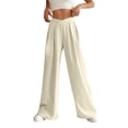 thumbnail image 1 of Midsumdr Yoga Pants Women 2025 Summer Casual Solid Color Elastic Waist Pants Comfortable Flowing Gym Sports Pants Wide Leg Pants, 1 of 6
