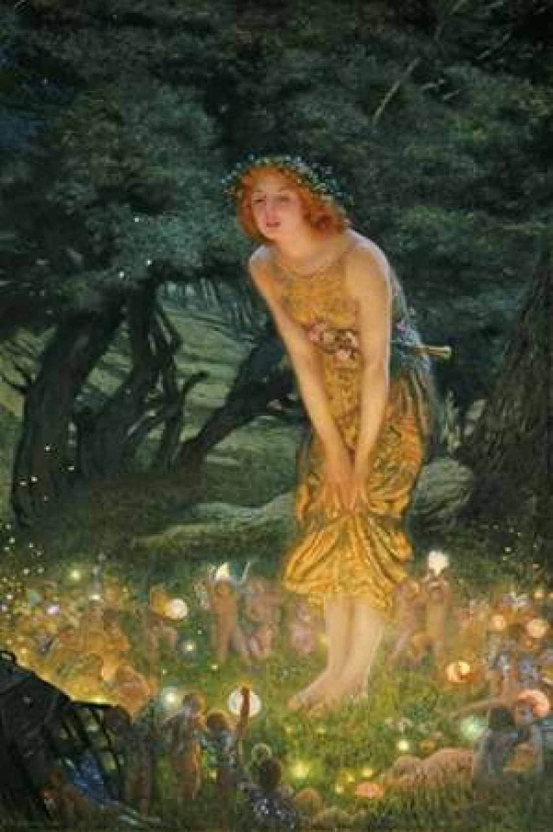 Midsummer Eve Canvas Art - Edward Robert Hughes (24 x 36)