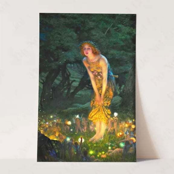 Midsummer Eve Woman With Elves Fairy Tale Edwartd Hughes Wall Art Poster