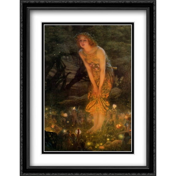 Midsummer Eve, c.1908 2x Matted 28x40 Large Black Ornate Framed Art Print by Edward Robert Hughes