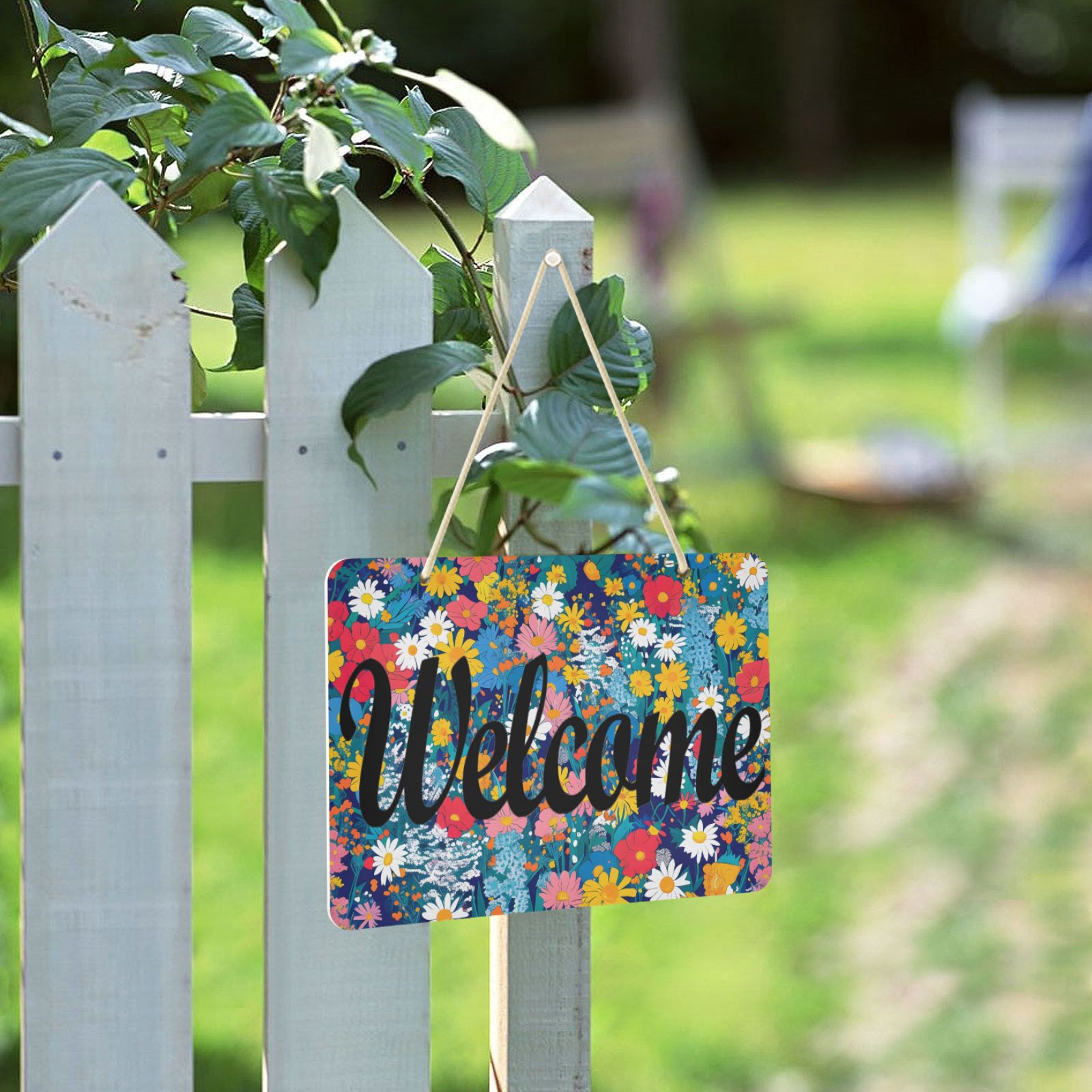 Midsummer Flowers Welcome Sign for Front Door Porch Wreath Door Sign ...