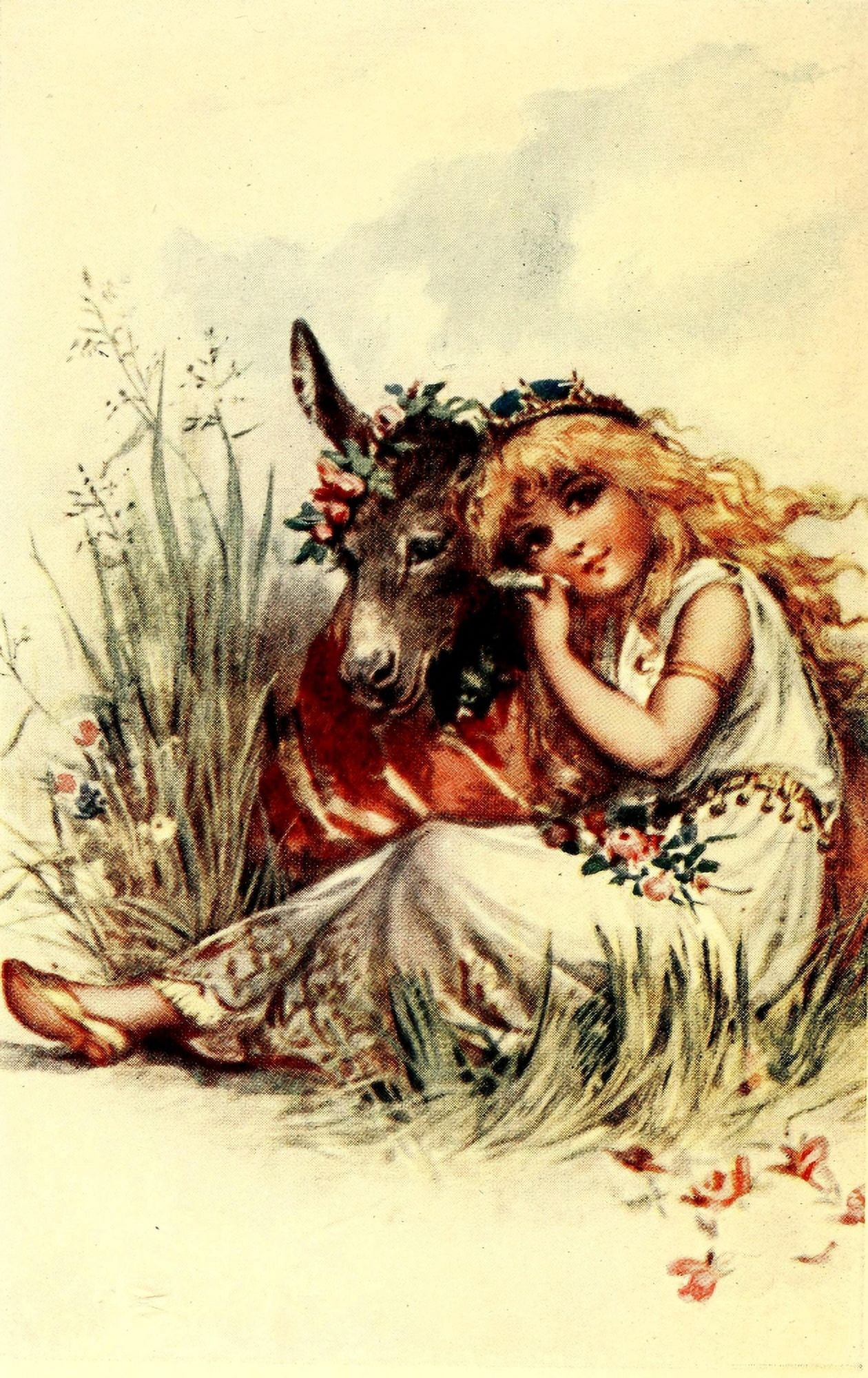 Midsummer Nights Dream 1890 Titania & her Clown Canvas Art - Frances Brundage (24 x 36)