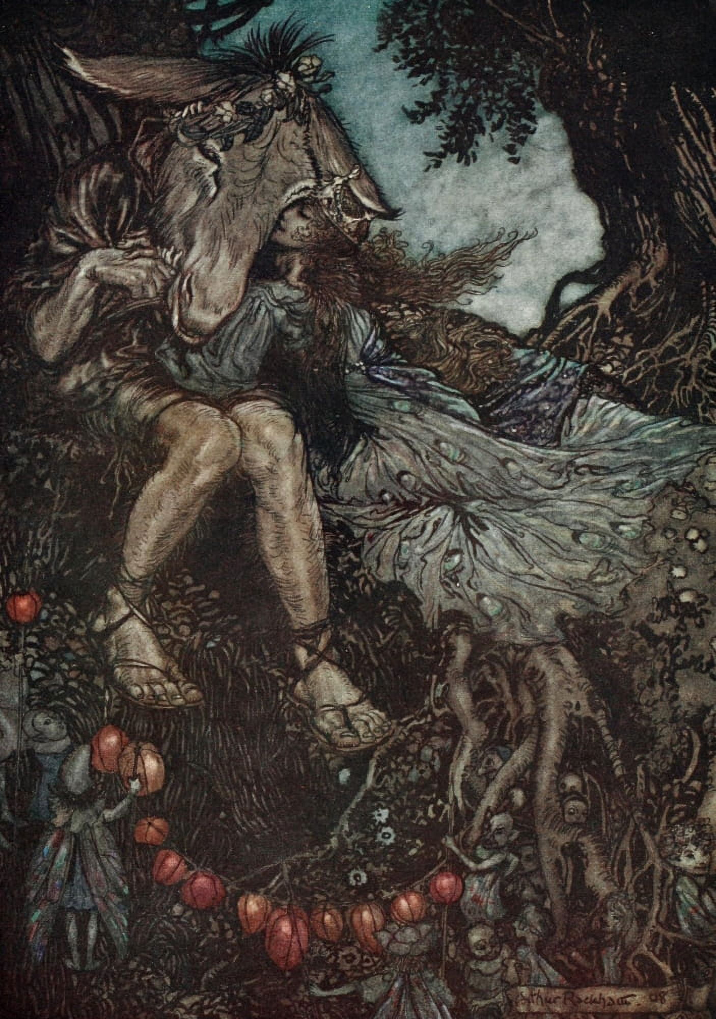 Midsummer Nights Dream 1908 Bottom sleep thou Canvas Art - A Rackham (18 x 24)