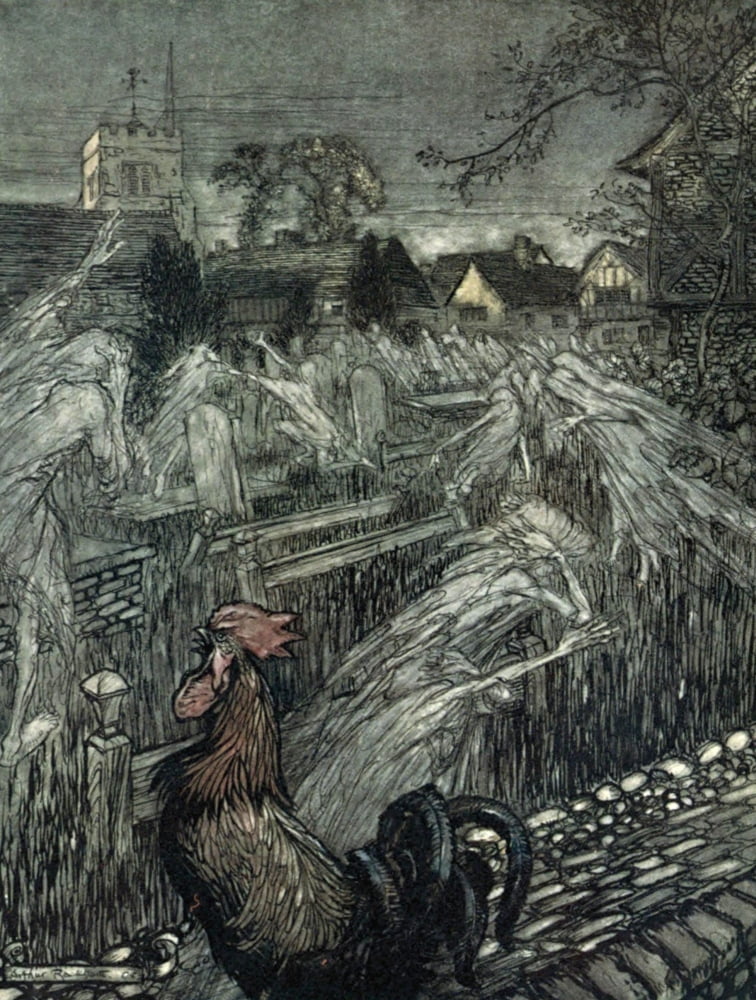 Midsummer Nights Dream 1908 Ghosts wandering Canvas Art - A Rackham (24 x 36)