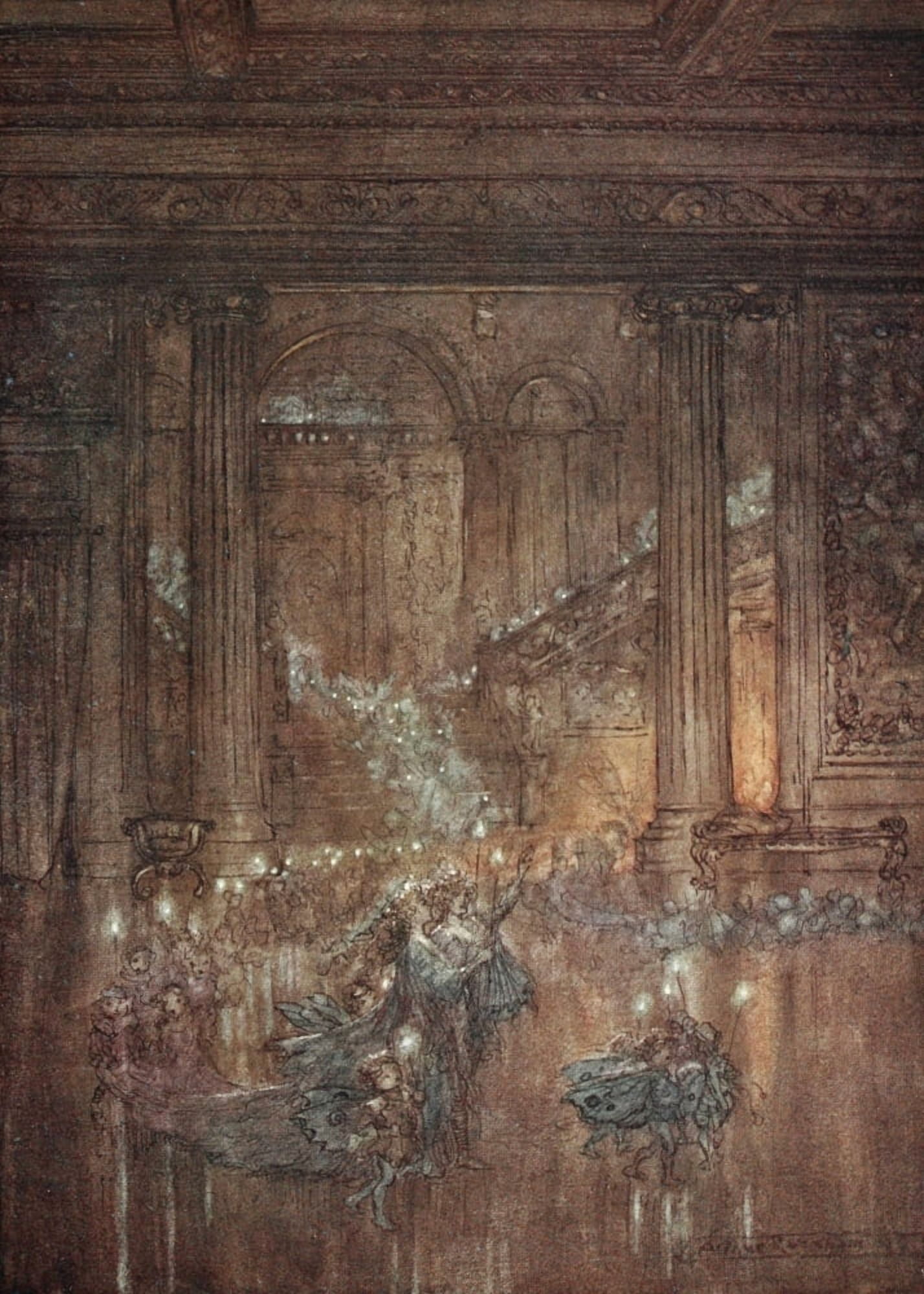 Midsummer Nights Dream 1908 Glimmering light Canvas Art - A Rackham (24 x 36)