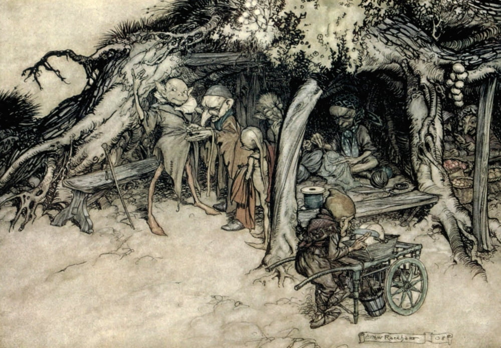 Midsummer Nights Dream 1908 Make small elves coats Canvas Art - A Rackham (18 x 24)