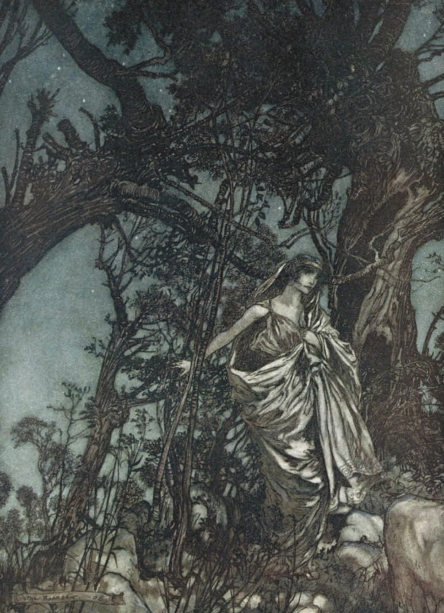 Midsummer Nights Dream 1908 Never so weary Canvas Art - A Rackham (24 x 36)