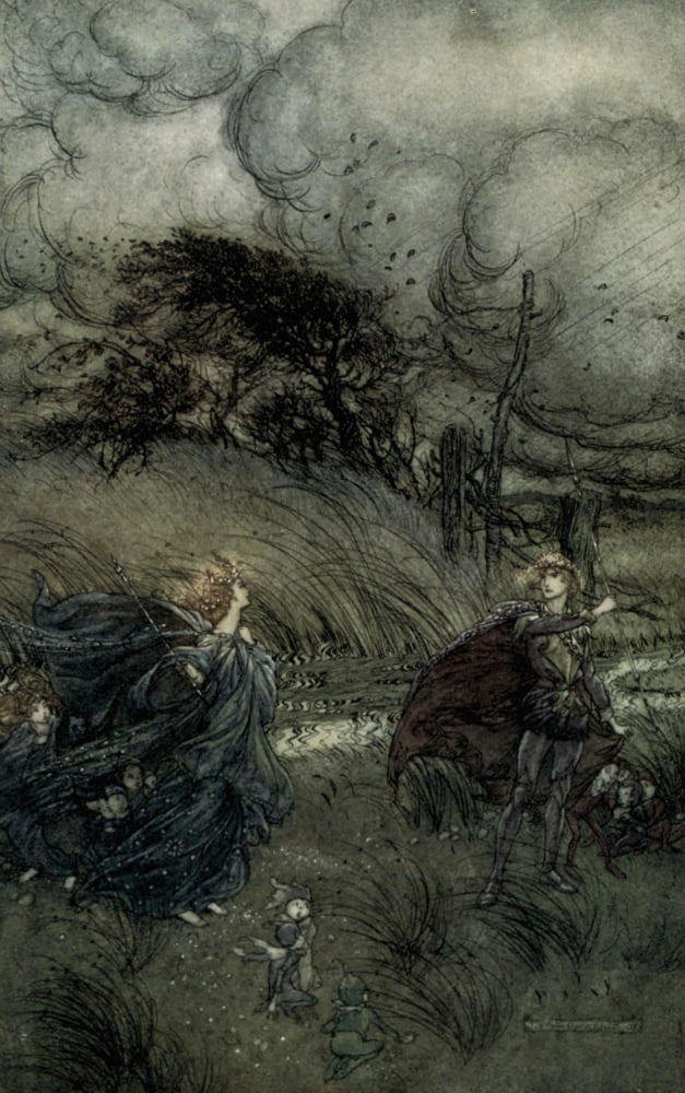 Midsummer Nights Dream 1908 Night wanderers Canvas Art - A Rackham (18 x 24)