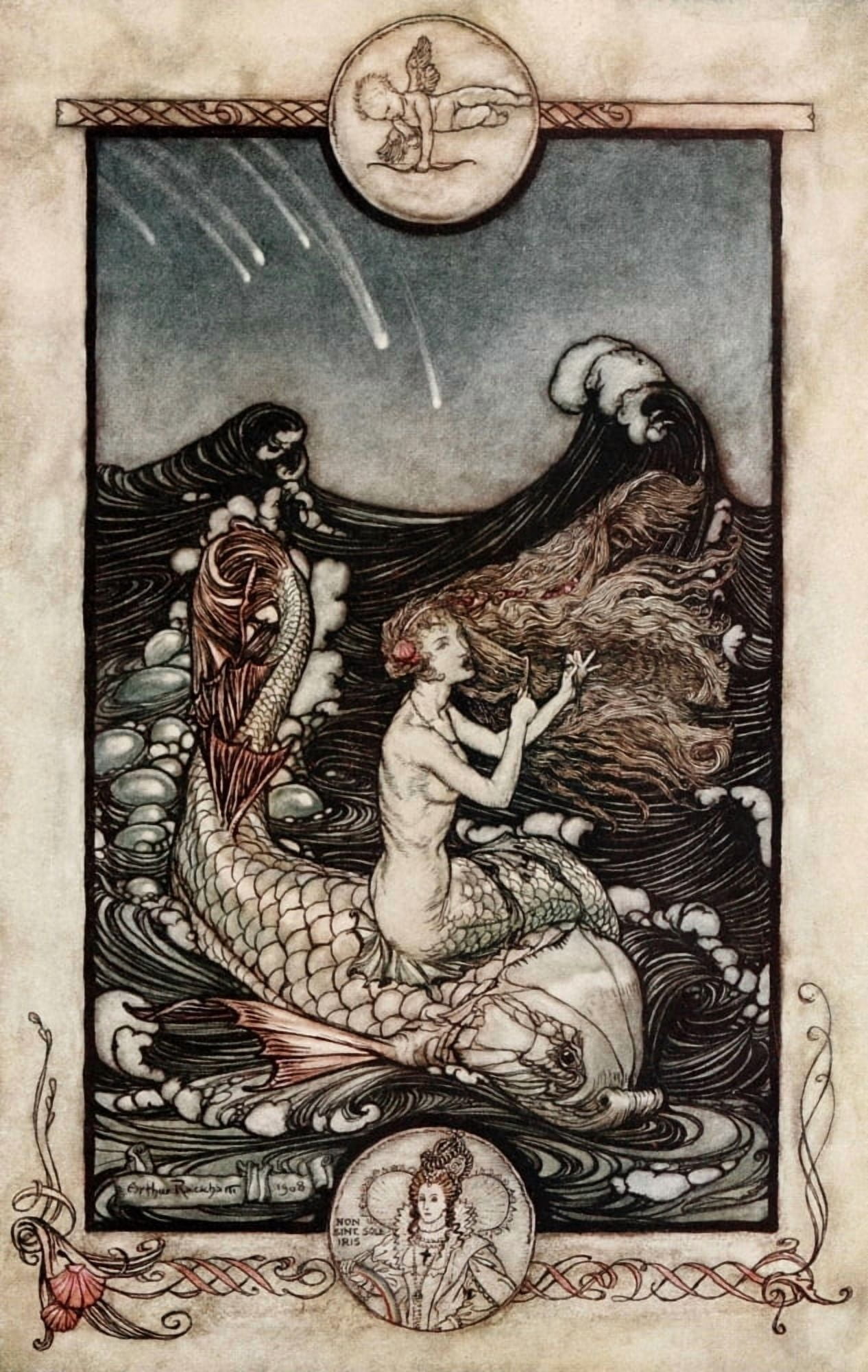 Midsummer Nights Dream 1908 Sea-maids music Canvas Art - A Rackham (24 x 36)