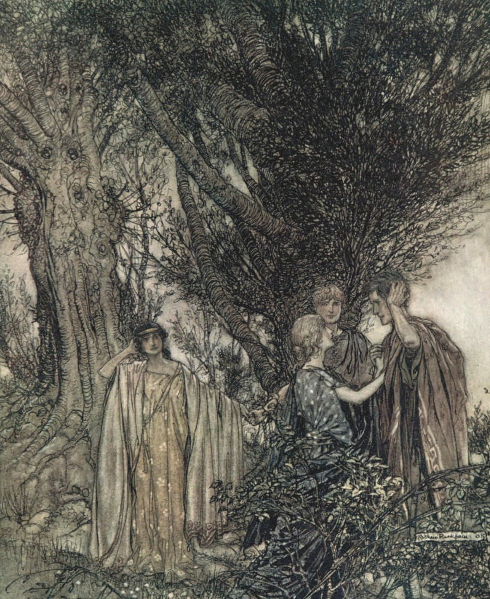 Midsummer Nights Dream 1908 Yet we sleep we dream Canvas Art - A Rackham (18 x 24)