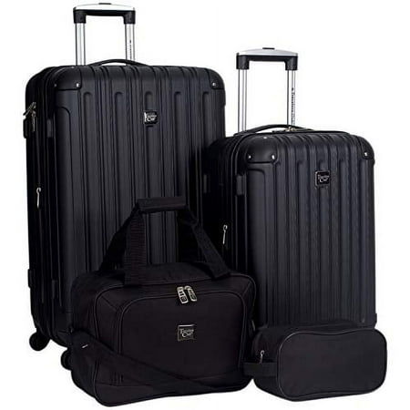 Travelers Club 26" 4 Piece Hardside Spinner Carry On Travel Luggage Set, Black