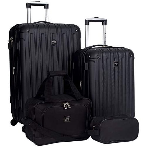 Travelers Club 26" 4 Piece Hardside Spinner Carry On Travel Luggage Set, Black