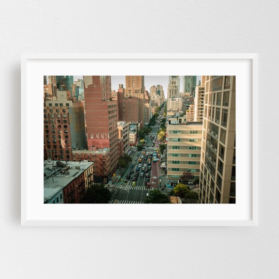 Midtown City Streets, Manhattan 02 - Manhattan New York Photography Cityscape Street Photography Architecture City Skyline White Framed Wall Art Print 5 x 7 inches