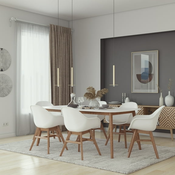 Midtown Concept 7-Piece Rectangular Dining Set | Eucalyptus Wood | Ideal for Indoors